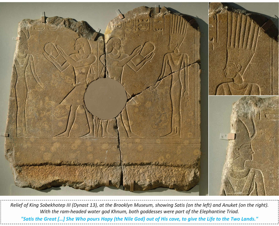 Elephantine Triad Goddess Satis Satet Anuket Anukis Vessel Offerings Pharaoh Ancient Egypt